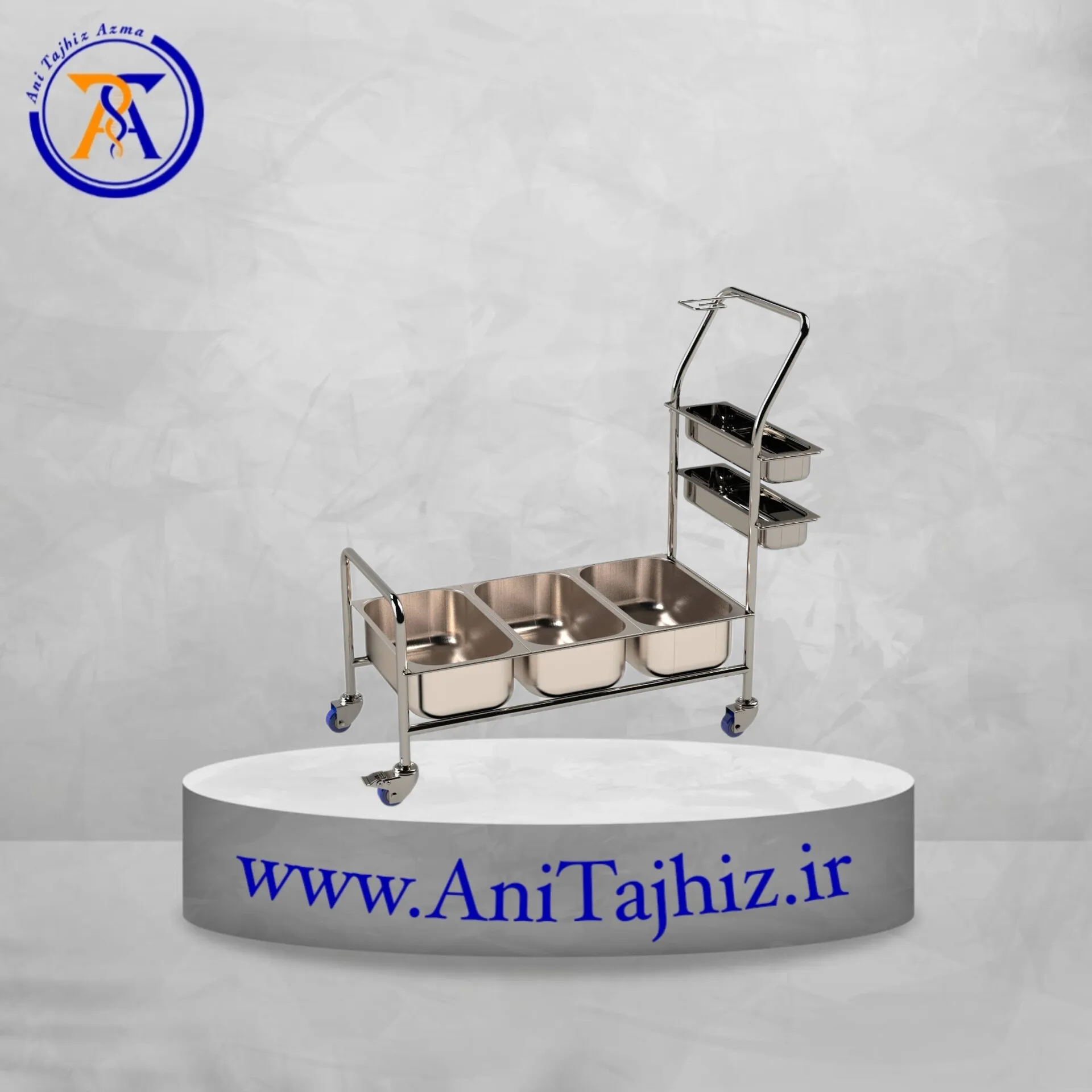 ترولی سه سطل استیل (1) ترالی سه سطل استیل